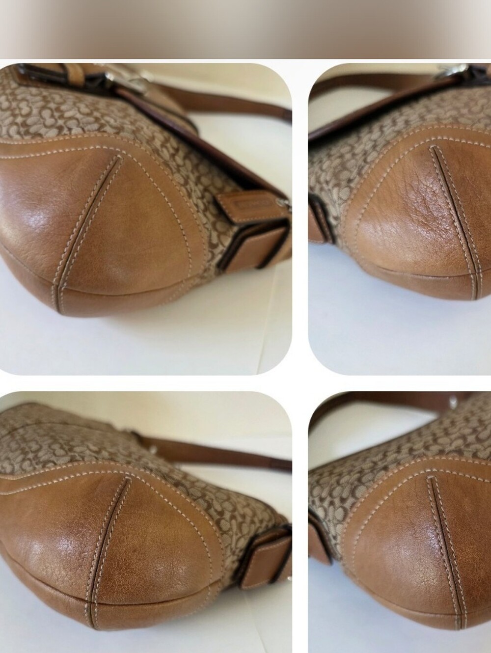 Coach Soho Signature Large Flap Shoulder Bag Brown Jacquard Canvas Leather Trim - Picture 14 of 16
